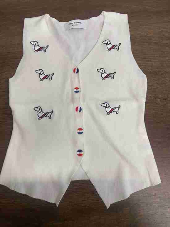 Thom Browne Tops - ✨ Thom Browne Cream Dachshund Embroidered Button‑Front Knit Vest